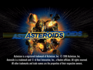 Asteroids title screen for Playstation